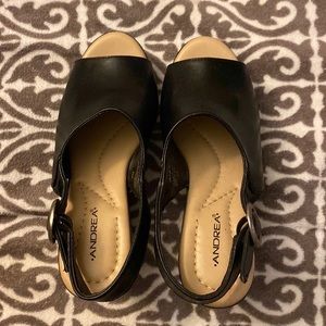 Andrea Black Round Wedges, Size 5.5